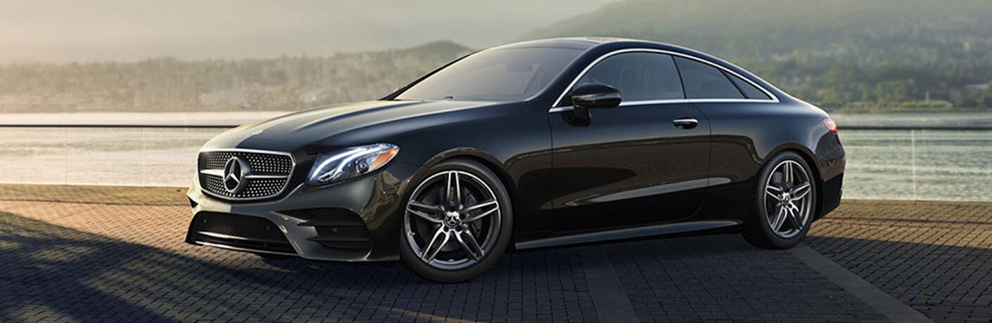 Driver side view of a black 2018 Mercedes-Benz E-Class Coupe