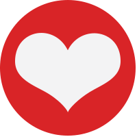 Red dot with heart icon