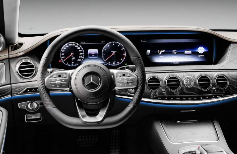 2018 Mercedes-Benz S-Class Sedan front interior driver dash and infotainment system