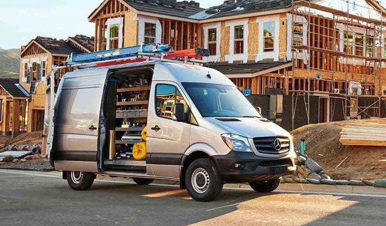 Mercedes-Benz Sprinter Cargo Van with side door open