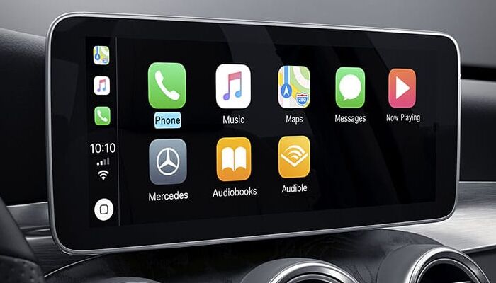 Touchscreen display inside the 2019 Mercedes-Benz C-Class