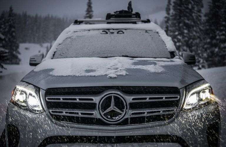 2017 Mercedes-Benz GLS Exterior View of Front End with Headlights Illuminated