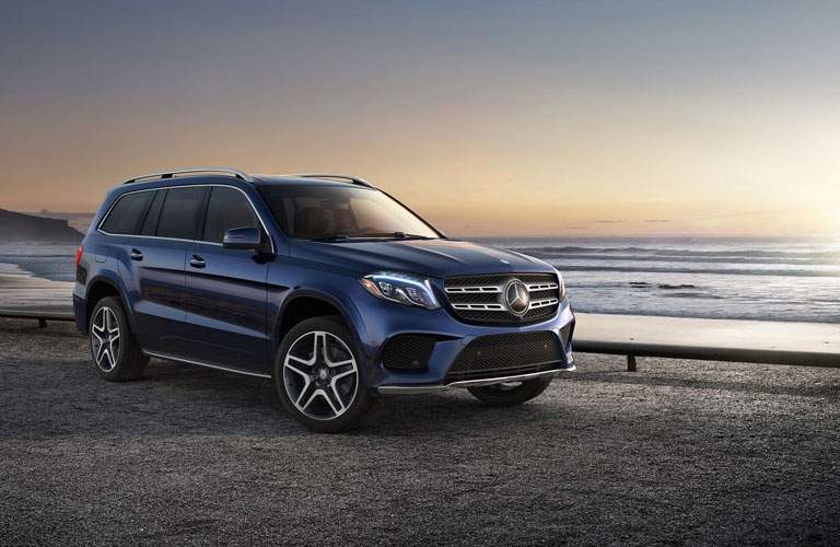 2017 Mercedes-Benz GLS SUV parked by a beach and ocean railing