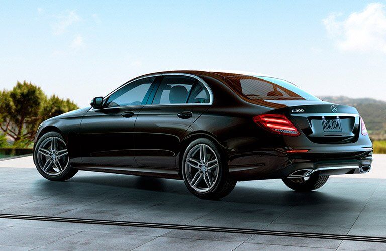 Black 2017 Mercedes-Benz E300 Rear and Side Exterior