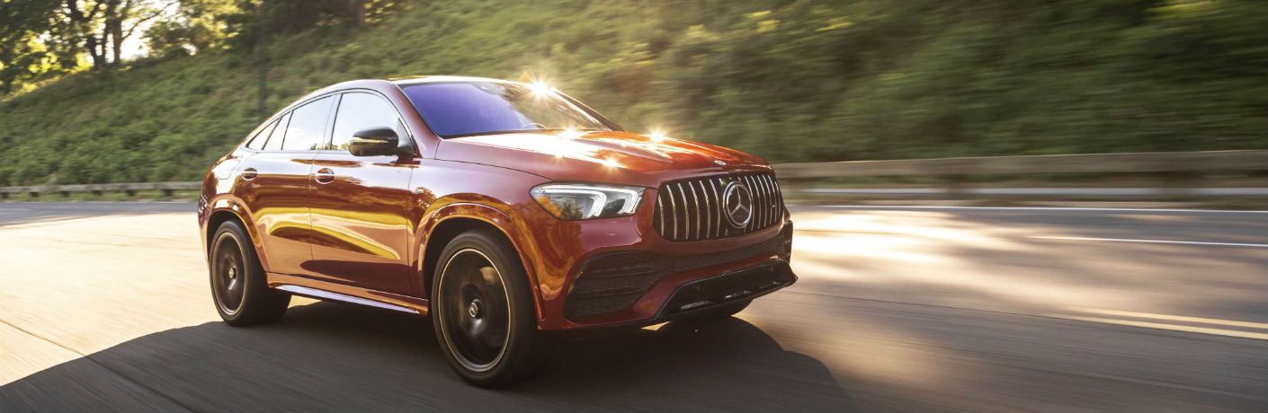 A front-right quarter photo of the 2021 Mercedes-AMG® GLE 53 Coupe in Indianapolis, IN.