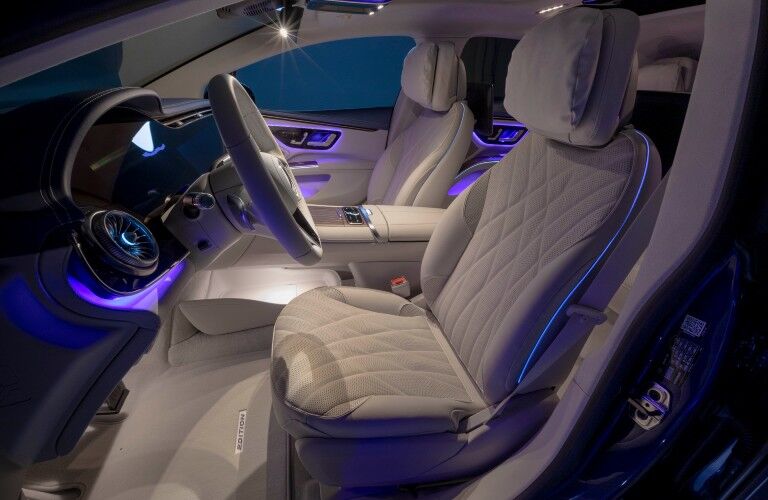 The front seats in the 2022 Mercedes-Benz EQS.