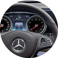 Steering wheel controls for the infotainment system on the 2017 Mercedes-Benz E-Class