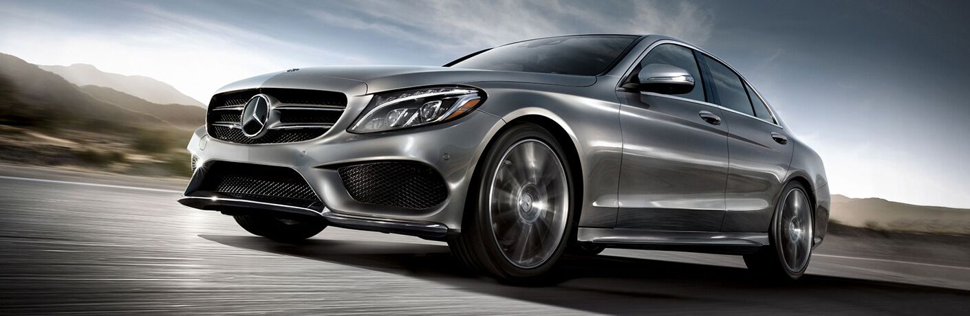 side view of a silver 2018 Mercedes-Benz C 300
