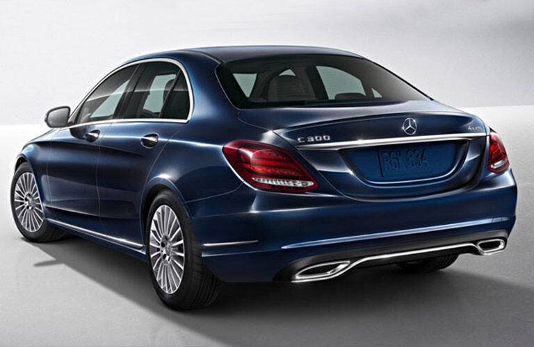 rear and side view of a blue 2018 Mercedes-Benz C 300