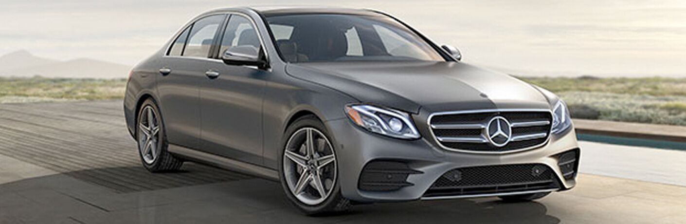 silver 2018 Mercedes-Benz E 300 on the road