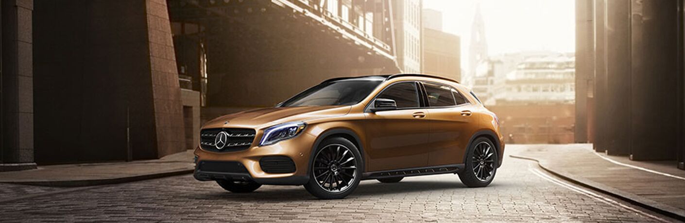 side view of an orange 2018 Mercedes-Benz GLA 250
