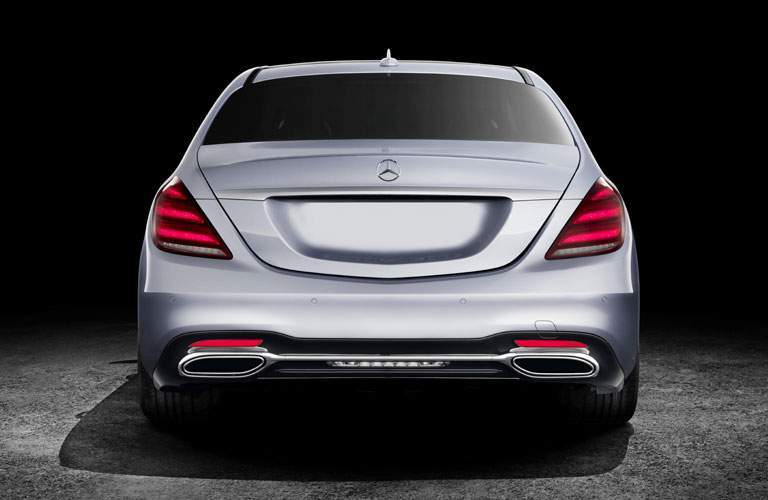rear view of the 2018 Mercedes-Benz S-Class on a black background