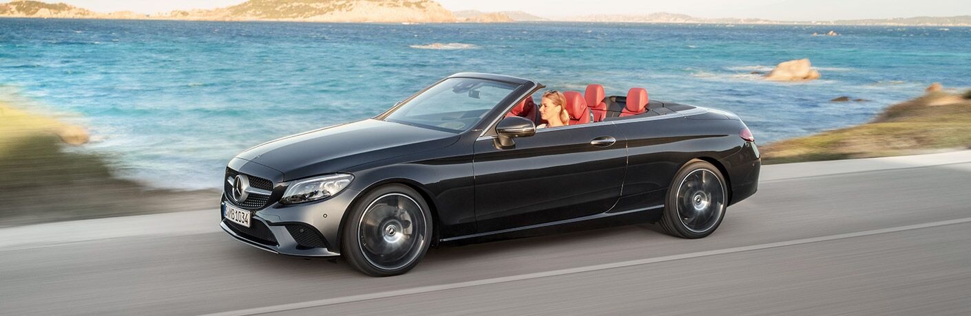 2019 Mercedes-Benz C-Class cabriolet driving with the top down