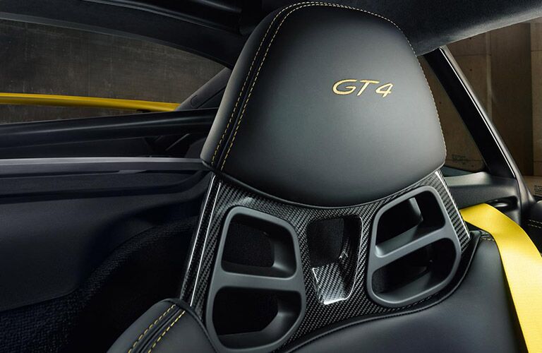 2016 Porsche Cayman GT4 headrest with yellow stitching