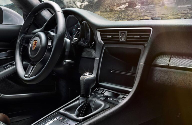 2017 Porsche 911 R interior with manual transmission
