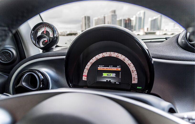 interior gauges of the 2018 smart fortwo electric drive pure coupe