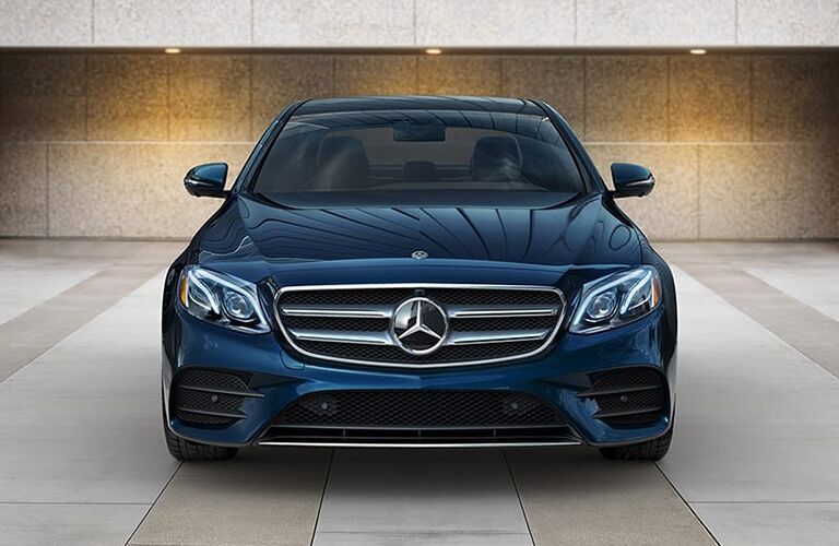 Front view of blue 2019 Mercedes-Benz E-Class