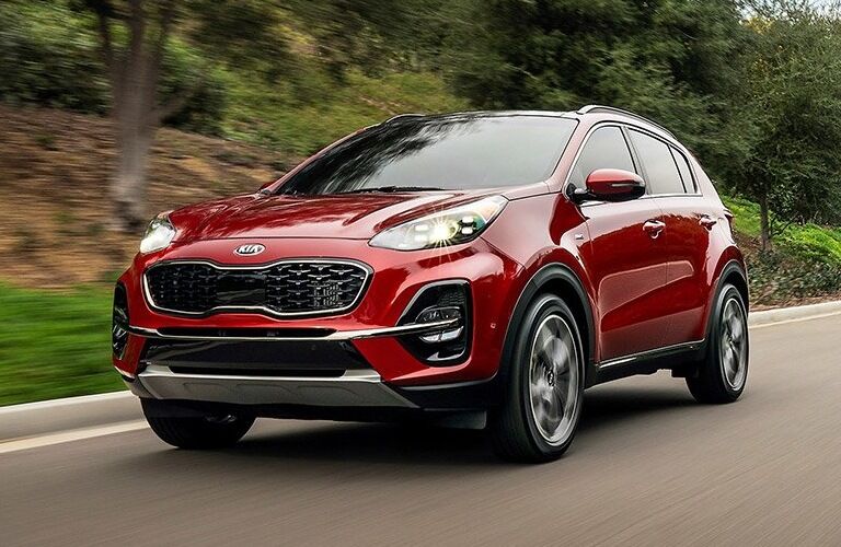 2020 Kia Sportage red front view on the road
