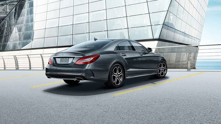 grey 2016 Mercedes-Benz CLS parked on a building