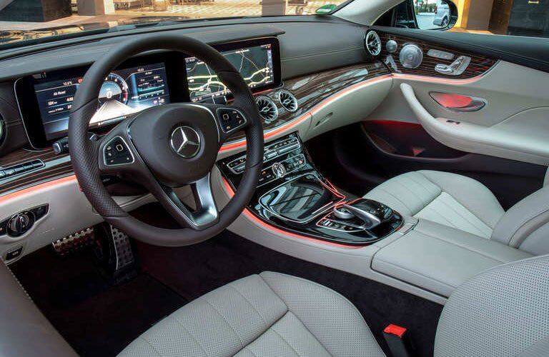 12.3-inch display screens and steering wheel in the 2018 Mercedes-Benz E-Class