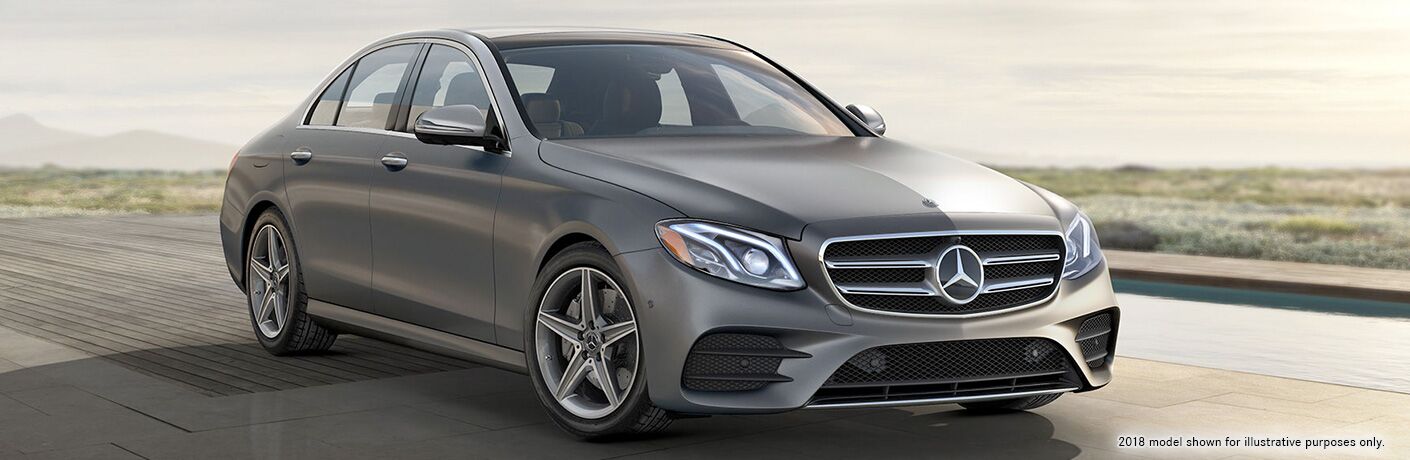 2019 Mercedes-Benz E-Class sedan driving in desert
