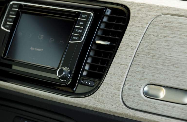 A close up photo of the special dashboard design used in the 2018 VW Beetle Coast version