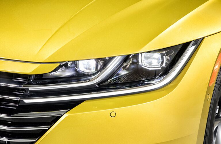 A close up photo of the LED headlights used on the 2019 VW Arteon.