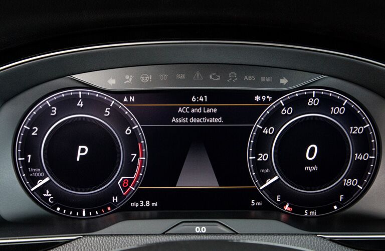 A closeup photo of the Volkswagen Digital Cockpit in the 2019 Arteon.