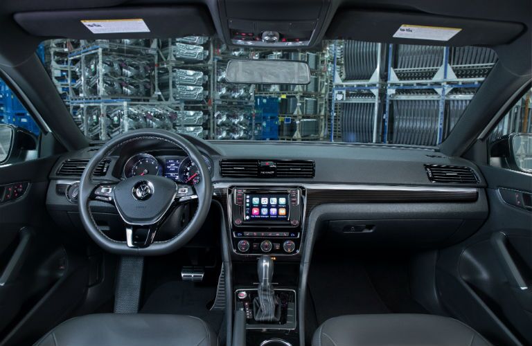 A photo of the dashboard in the 2018 VW Passat GT.