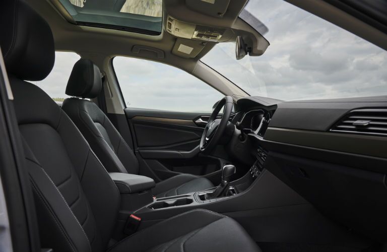 An interior photo of the front seats in the 2019 VW Jetta