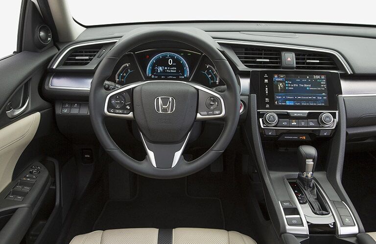 Steering wheel and dashboard of the 2017 Honda Civic
