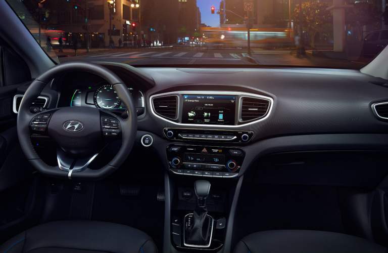 steering wheel and dashboard of the 2017 Hyundai Ioniq