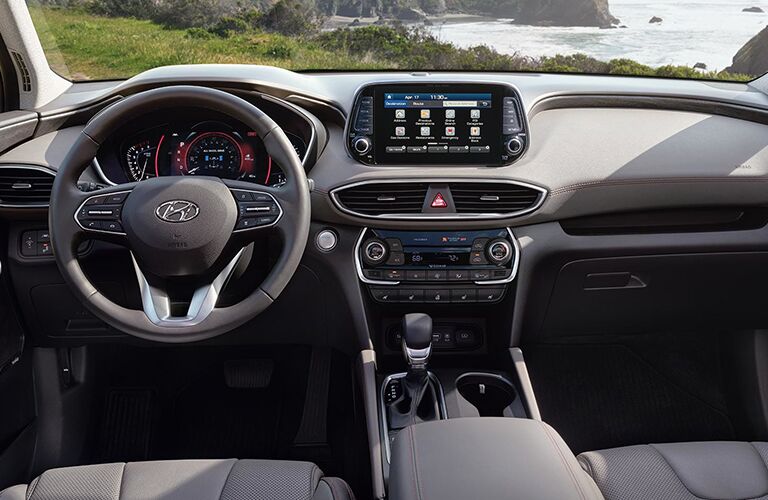 A photo of the front dashboard in the 2019 Santa Fe XL.