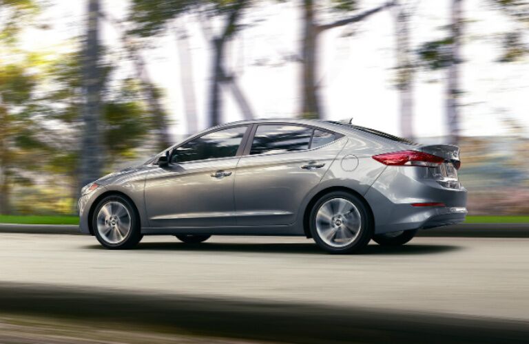 silver 2017 Hyundai Elantra driving on open road