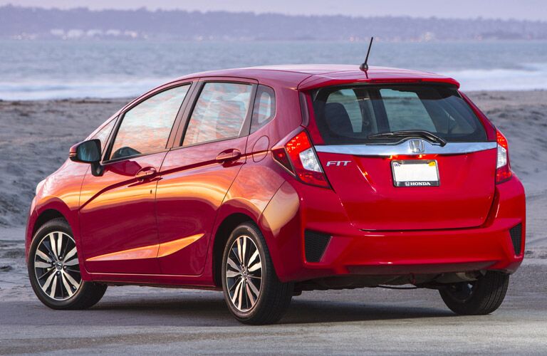 rear view of a red 2017 Honda Fit