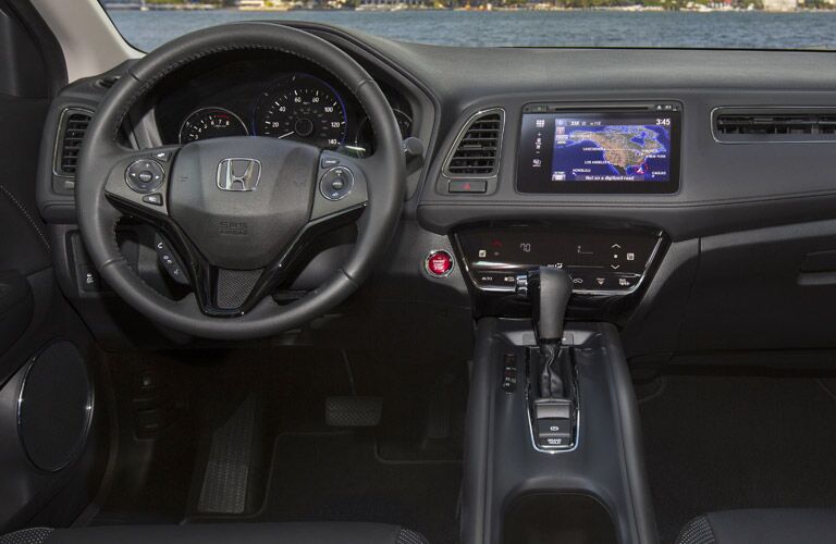 steering wheel and dashboard view of the 2017 Honda HR-V