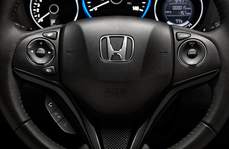 steering wheel close-up view of the 2017 Honda HR-V EX-L Navi