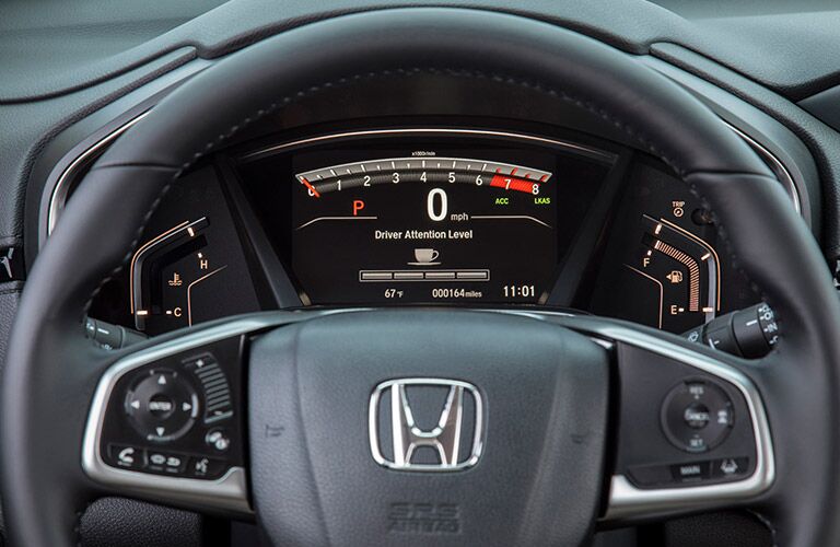 steering-wheel close-up of the 2017 Honda CR-V LX