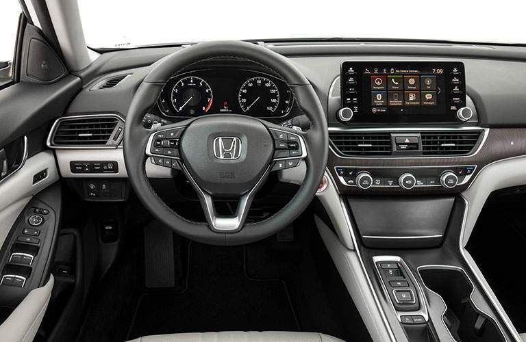 steering wheel and infotainment system of the 2018 Honda Accord