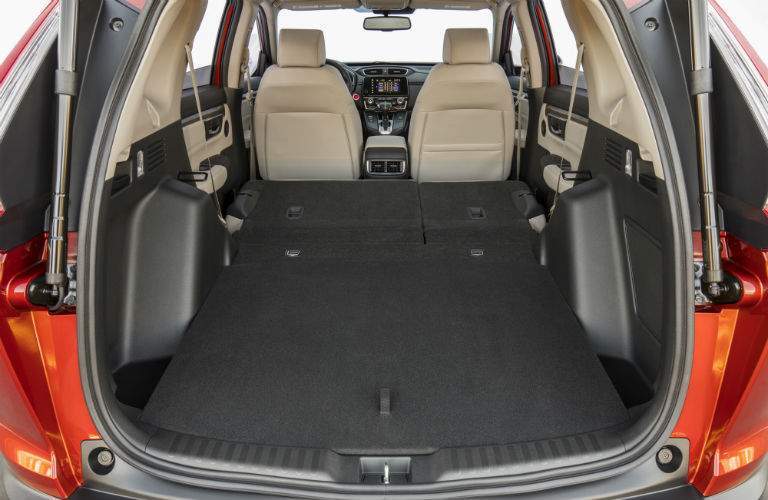 rear cargo area of the 2018 Honda CR-V with the rear seats down