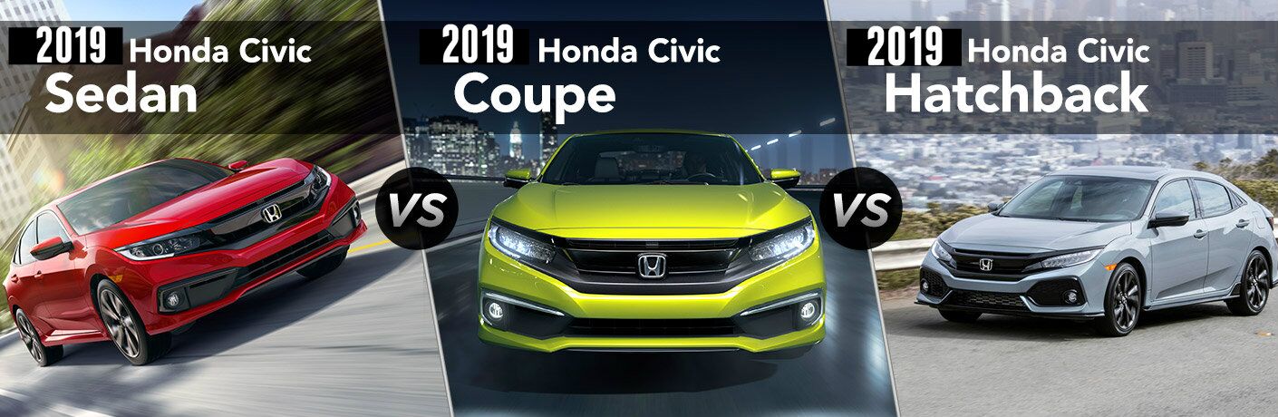 2019 Honda Civic Sedan vs Coupe vs Hatchback comparison image