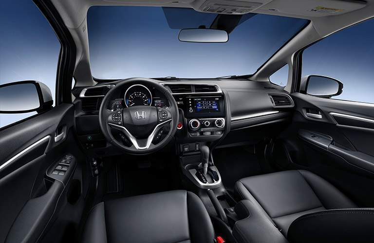 front dashboard view of the 2018 Honda Fit in black