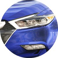 blue 2017 Nissan Maxima front headlight closeup