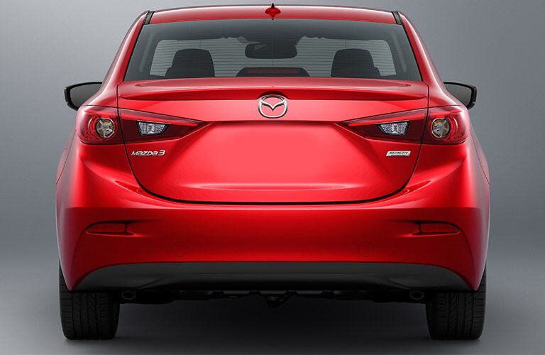Rear End View of the 2018 Mazda3 in Red Coloring