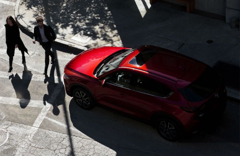 An overhead photo of the 2019 Mazda CX-5 parked at a crosswalk.