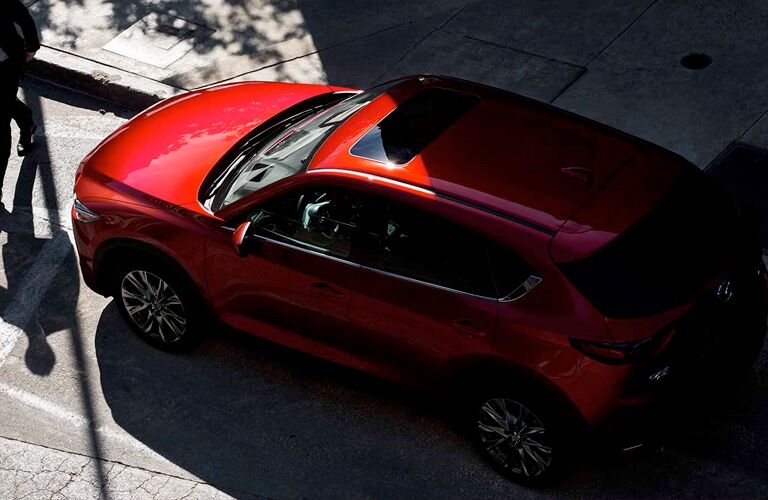 An overhead photo of the 2019 Mazda CX-5 parked at a crosswalk.