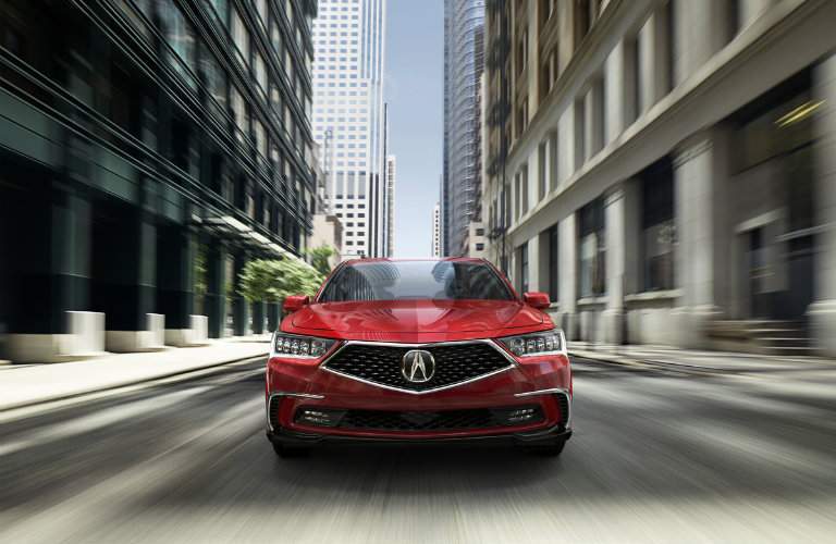 Front end of red 2018 Acura RLX