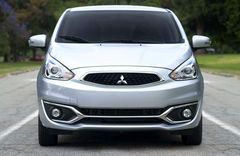A front view of the 2018 Mitsubishi Mirage parked on the road