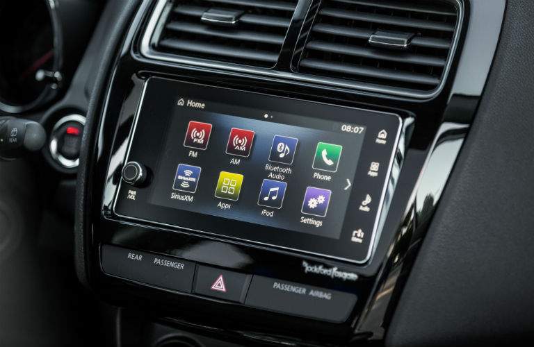 A close up photo of the touchscreen interface of the 2018 Outlander Sport