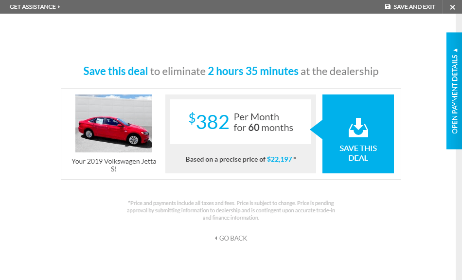 Screenshot of the Final Page for the PrecisePrice™ tool